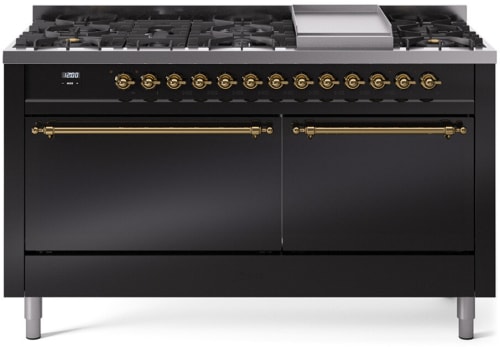 Ilve Nostalgie II Collection UP60FQNMPBKGLP - 60 Inch Freestanding Dual Fuel Range in Front View