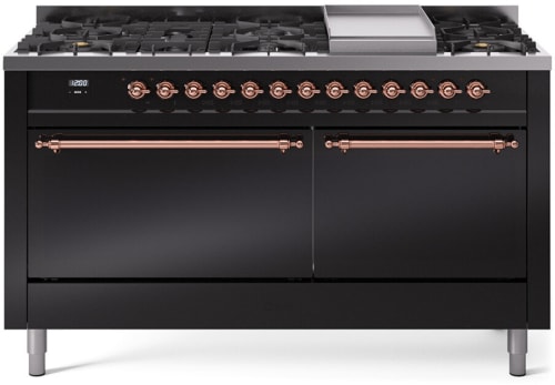 Ilve Nostalgie II Collection UP60FQNMPBKP - 60 Inch Freestanding Dual Fuel Range in Front View