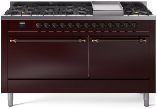 Ilve Nostalgie II Collection UP60FQNMPBUBLP - 60 Inch Freestanding Dual Fuel Range in Front View