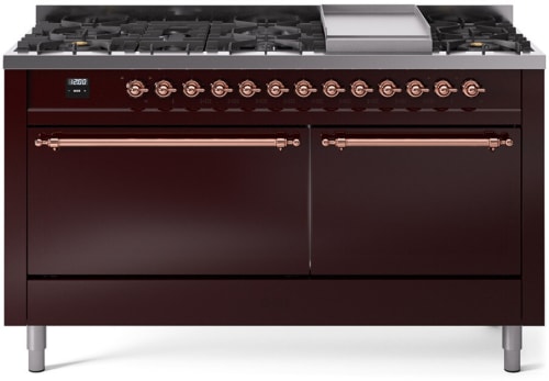Ilve Nostalgie II Collection UP60FQNMPBUP - 60 Inch Freestanding Dual Fuel Range in Front View