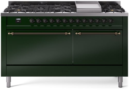 Ilve Nostalgie II Collection UP60FQNMPEGBLP - 60 Inch Freestanding Dual Fuel Range in Front View