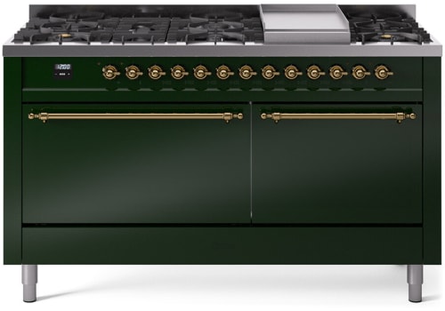 Ilve Nostalgie II Collection UP60FQNMPEGGLP - 60 Inch Freestanding Dual Fuel Range in Front View