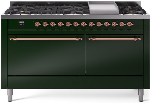 Ilve Nostalgie II Collection UP60FQNMPEGPLP - 60 Inch Freestanding Dual Fuel Range in Front View
