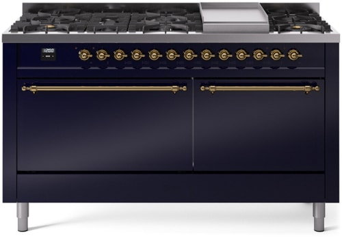 Ilve Nostalgie II Collection UP60FQNMPMBG - 60 Inch Freestanding Dual Fuel Range in Front View