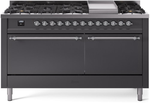 Ilve Nostalgie II Collection UP60FQNMPMGCLP - 60 Inch Freestanding Dual Fuel Range in Front View