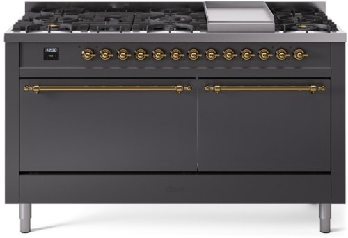 Ilve Nostalgie II Collection UP60FQNMPMGGLP - 60 Inch Freestanding Dual Fuel Range in Front View