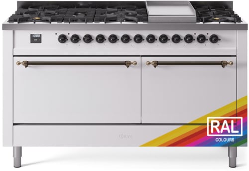 Ilve Nostalgie II Collection UP60FQNMPRABLP - 60 Inch Freestanding Dual Fuel Range in Front View