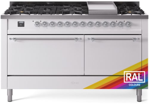 Ilve Nostalgie II Collection UP60FQNMPRACLP - 60 Inch Freestanding Dual Fuel Range in Front View