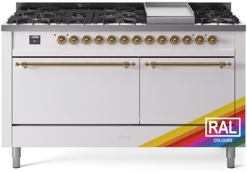 Ilve Nostalgie II Collection UP60FQNMPRAGLP - 60 Inch Freestanding Dual Fuel Range in Front View