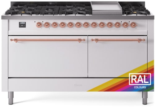 Ilve Nostalgie II Collection UP60FQNMPRAPLP - 60 Inch Freestanding Dual Fuel Range in Front View