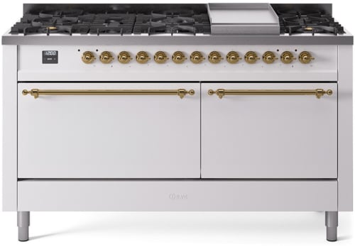 Ilve Nostalgie II Collection UP60FQNMPWHGLP - 60 Inch Freestanding Dual Fuel Range in Front View