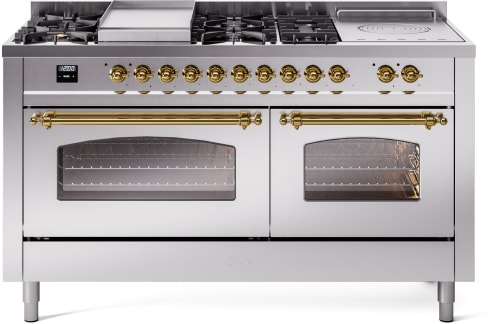 Ilve Nostalgie II Collection UP60FSNMPSSGLP - 60 Inch Freestanding Dual Fuel Range