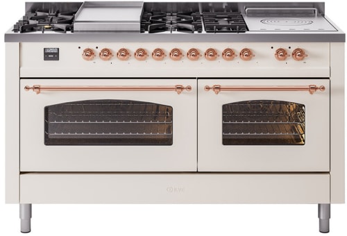 Ilve Nostalgie II Collection UP60FSNMPAWP - 60 Inch Freestanding Dual Fuel Range in Front View