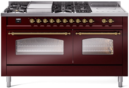 Ilve Nostalgie II Collection UP60FSNMPBUG - 60 Inch Freestanding Dual Fuel Range in Front View