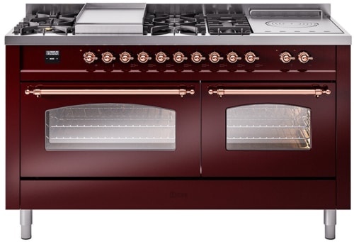 Ilve Nostalgie II Collection UP60FSNMPBUPLP - 60 Inch Freestanding Dual Fuel Range in Front View