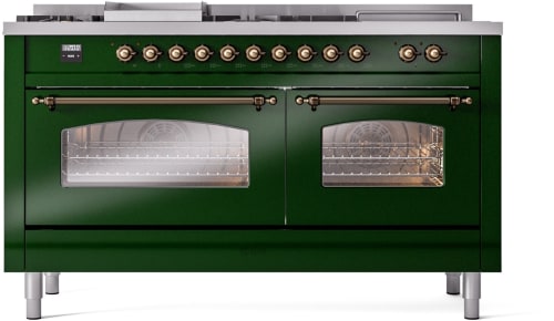 Ilve Nostalgie II Collection UP60FSNMPEGBLP - 60 Inch Freestanding Dual Fuel Range in Front View