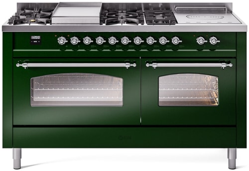 Ilve Nostalgie II Collection UP60FSNMPEGCLP - 60 Inch Freestanding Dual Fuel Range in Front View