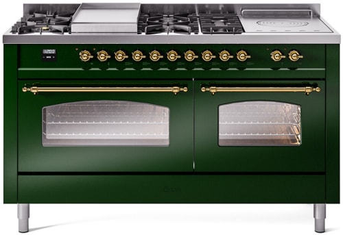 Ilve Nostalgie II Collection UP60FSNMPEGGLP - 60 Inch Freestanding Dual Fuel Range in Front View