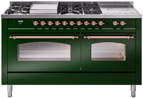 Ilve Nostalgie II Collection UP60FSNMPEGPLP - 60 Inch Freestanding Dual Fuel Range in Front View