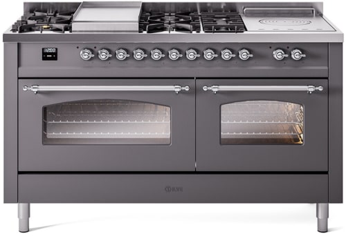 Ilve Nostalgie II Collection UP60FSNMPMGC - 60 Inch Freestanding Dual Fuel Range in Front View