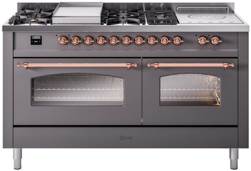 Ilve Nostalgie II Collection UP60FSNMPMGPLP - 60 Inch Freestanding Dual Fuel Range in Front View