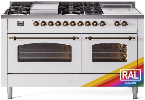 Ilve Nostalgie II Collection UP60FSNMPRABLP - 60 Inch Freestanding Dual Fuel Range in Front View