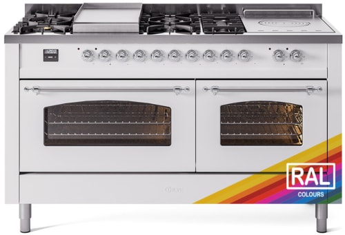 Ilve Nostalgie II Collection UP60FSNMPRACLP - 60 Inch Freestanding Dual Fuel Range in Front View