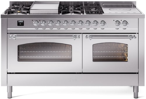 Ilve Nostalgie II Collection UP60FSNMPSSC - 60 Inch Freestanding Dual Fuel Range in Front View
