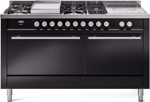Ilve Professional Plus II UP60FSQMPBK - 60 Inch Freestanding Dual Fuel Range (Solid Door)