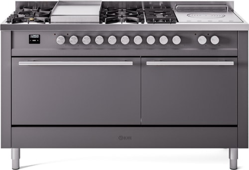 Ilve Professional Plus II UP60FSQMPMGLP - 60 Inch Freestanding Dual Fuel Range (Solid Door)