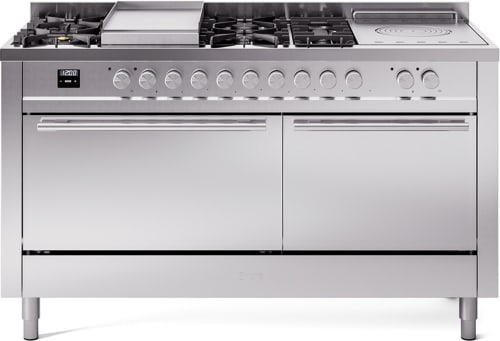 Ilve Professional Plus II UP60FSQMPSS - 60 Inch Freestanding Dual Fuel Range (Solid Door)