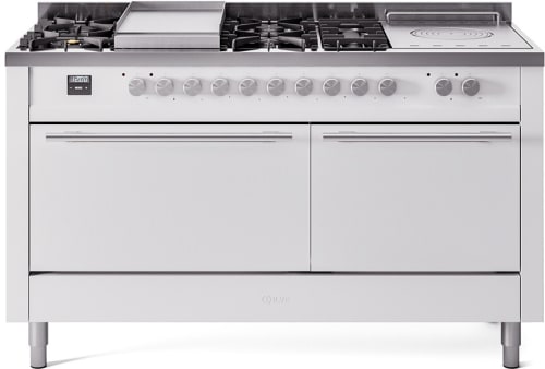 Ilve Professional Plus II UP60FSQMPWH - 60 Inch Freestanding Dual Fuel Range (Solid Door)