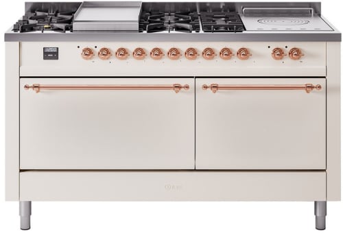 Ilve Nostalgie II Collection UP60FSQNMPAWP - 60 Inch Freestanding Dual Fuel Range in Front View