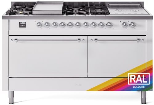 Ilve Nostalgie II Collection UP60FSQNMPRAC - 60 Inch Freestanding Dual Fuel Range in Front View