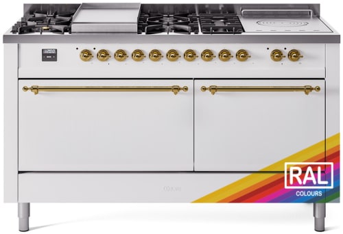 Ilve Nostalgie II Collection UP60FSQNMPRAGLP - 60 Inch Freestanding Dual Fuel Range in Front View