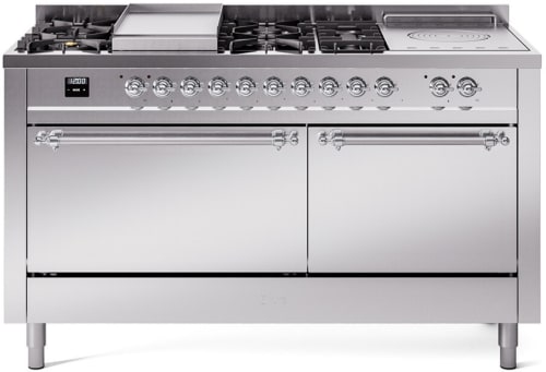 Ilve Nostalgie II Collection UP60FSQNMPSSC - 60 Inch Freestanding Dual Fuel Range in Front View