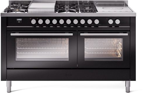 Ilve Professional Plus II UP60FSWMPBKLP - 60 Inch Freestanding Dual Fuel Range