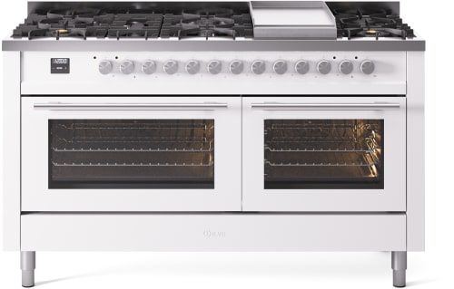 Ilve Professional Plus II UP60FWMPWH - 60 Inch Freestanding Dual Fuel Range