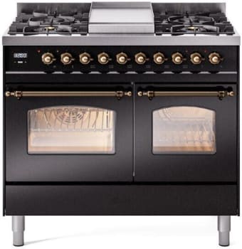 Ilve Nostalgie Collection UPD40FNMPBKBLP - 40 Inch Freestanding Dual Fuel Range in Front View
