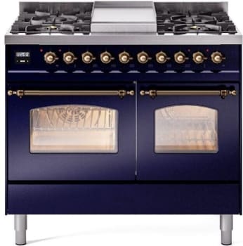 Ilve Nostalgie Collection UPD40FNMPMBBLP - 40 Inch Freestanding Dual Fuel Range in Front View