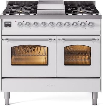 Ilve Nostalgie Collection UPD40FNMPWHCLP - 40 Inch Freestanding Dual Fuel Range in Front View