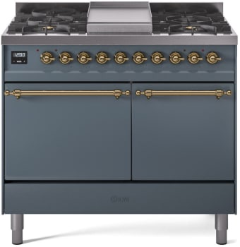 Ilve Nostalgie II Collection UPD40FQNMPBGG - 40 Inch Freestanding Dual Fuel Range in Front View