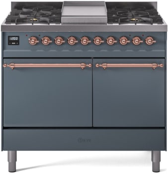 Ilve Nostalgie II Collection UPD40FQNMPBGP - 40 Inch Freestanding Dual Fuel Range in Front View