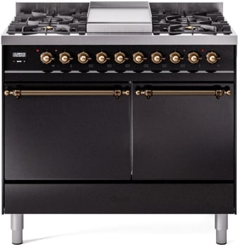 Ilve Nostalgie II Collection UPD40FQNMPBKB - 40 Inch Freestanding Dual Fuel Range in Front View
