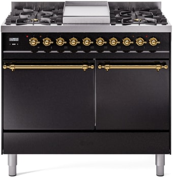 Ilve Nostalgie II Collection UPD40FQNMPBKG - 40 Inch Freestanding Dual Fuel Range in Front View