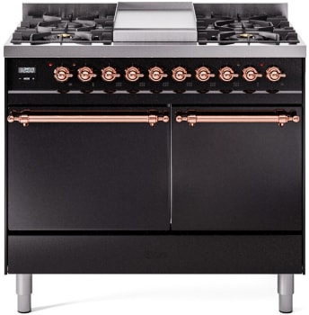 Ilve Nostalgie II Collection UPD40FQNMPBKP - 40 Inch Freestanding Dual Fuel Range in Front View