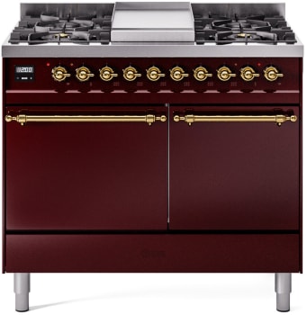 Ilve Nostalgie II Collection UPD40FQNMPBUG - 40 Inch Freestanding Dual Fuel Range in Front View