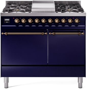 Ilve Nostalgie II Collection UPD40FQNMPMBB - 40 Inch Freestanding Dual Fuel Range in Front View