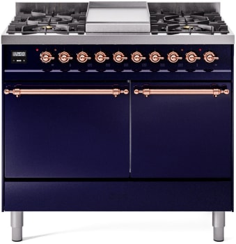 Ilve Nostalgie II Collection UPD40FQNMPMBPLP - 40 Inch Freestanding Dual Fuel Range in Front View