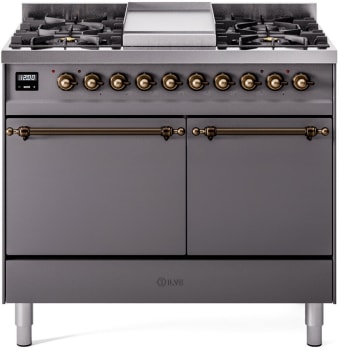 Ilve Nostalgie II Collection UPD40FQNMPMGBLP - 40 Inch Freestanding Dual Fuel Range in Front View